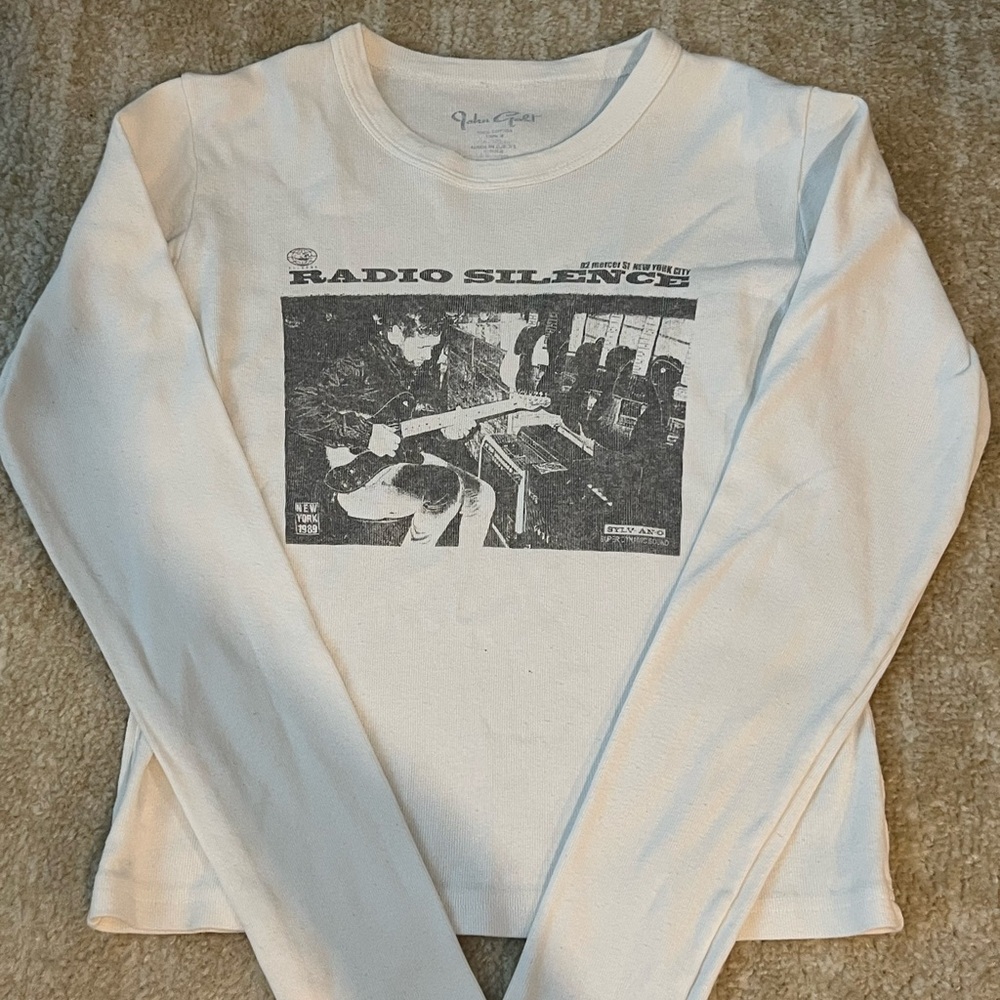 Brandy Melville White Long Sleeve Graphic Tee